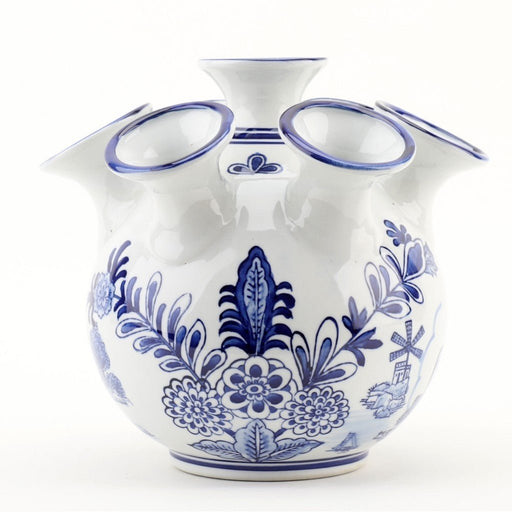 Blue and White 9" Porcelain Flower Vase - Danny's Fine Porcelain - The Shops at Mount Vernon