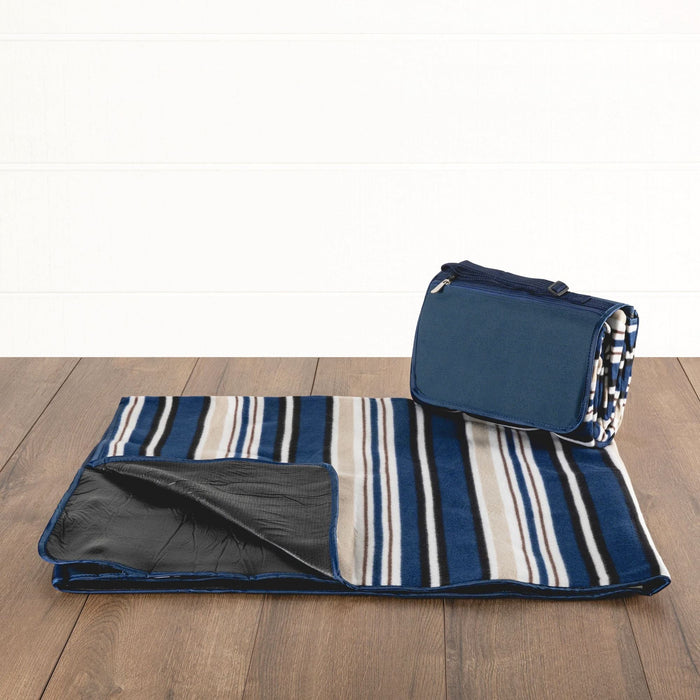 Compact Fleece Picnic Blanket  59" x 51" - Navy Stripes - Picnic Time Inc. - The Shops at Mount Vernon