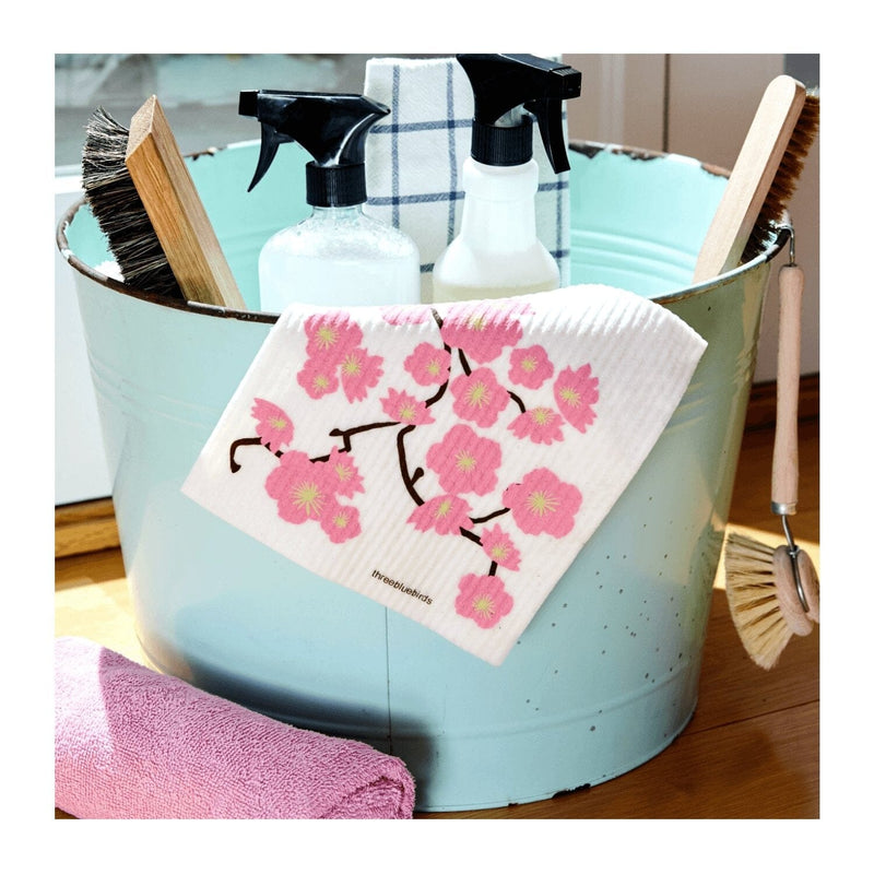 Eco-friendly Swedish Dishcloth - Cherry Blossoms - THREE BLUEBIRDS - The Shops at Mount Vernon