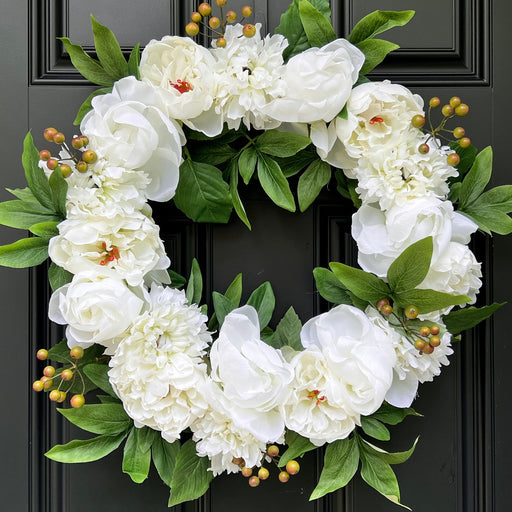 Faux Peony Wreath - Ivory - The Shops at Mount Vernon