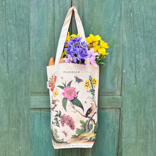 Flower & Bird Tote Bag - Botanical Tote Bag - Cavallini Tote - The Shops at Mount Vernon