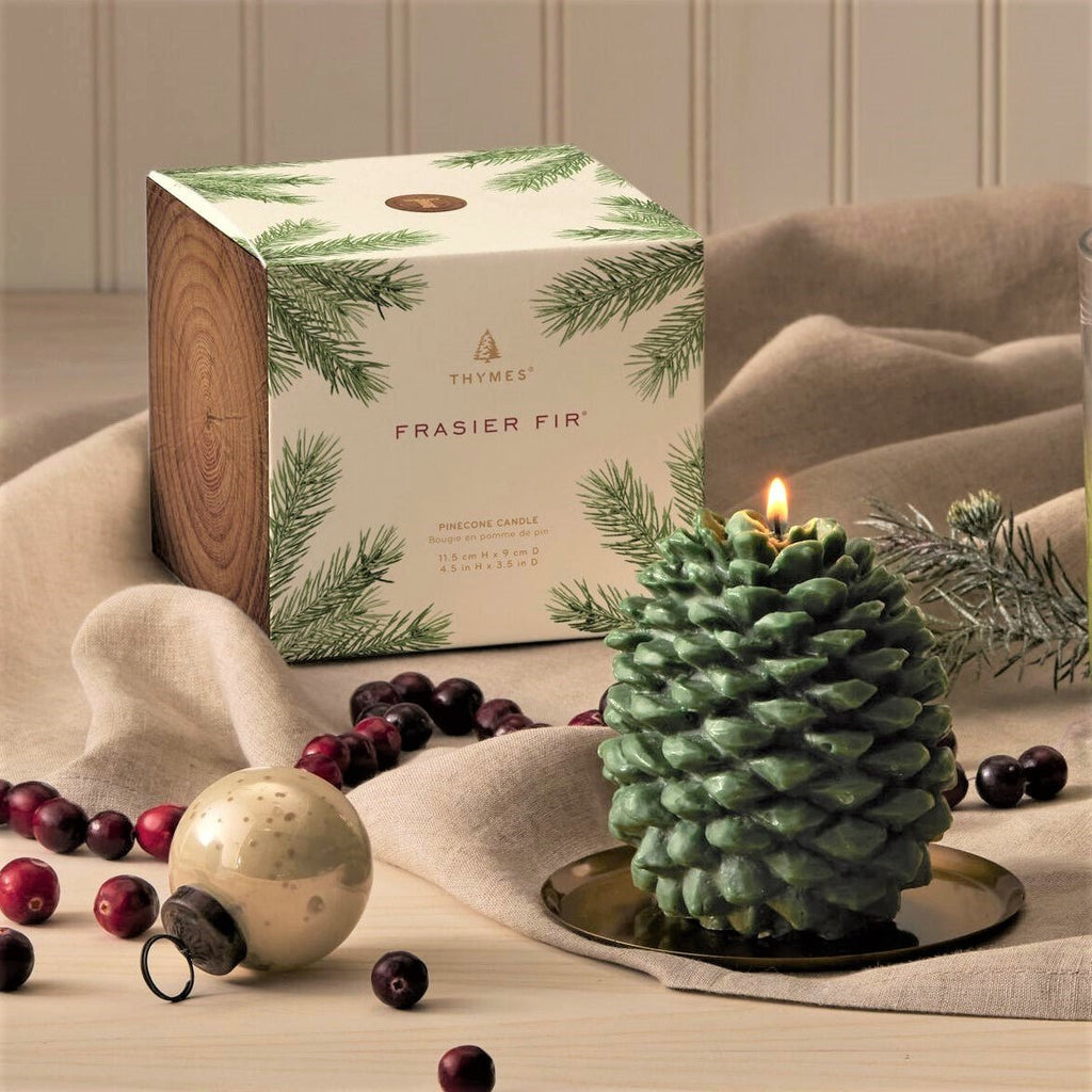 Frasier Fir Pinecone-Shaped Candle with Tray — The Shops at Mount Vernon