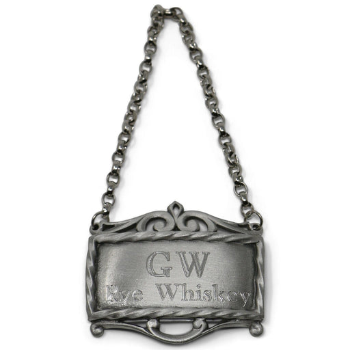 GW's Rye Whiskey Pewter Decanter Label - SALISBURY PEWTER - The Shops at Mount Vernon