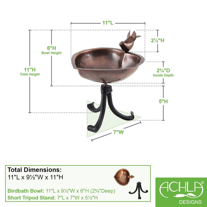 Heart Shaped Birdbath With Stand - Achla - The Shops at Mount Vernon