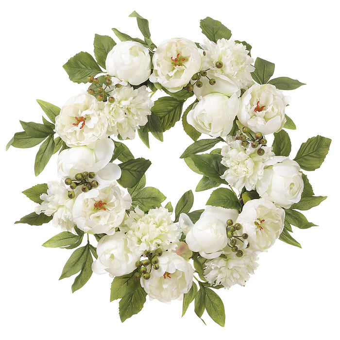 Ivory Peony Wreath - 20" - The Shops at Mount Vernon