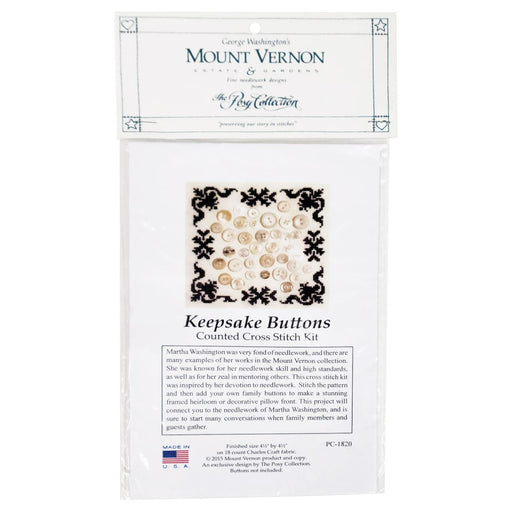 Keepsake Buttons Cross Stitch Kit - The Shops at Mount Vernon - The Shops at Mount Vernon
