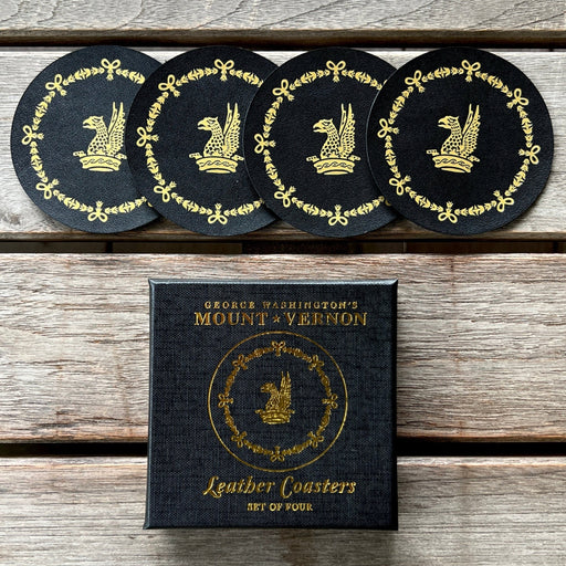 Leather Coasters - Boxed Set of Four - Black - The Shops at Mount Vernon