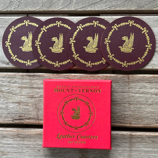 Leather Coasters - Burgundy - Boxed Set of Four - The Shops at Mount Vernon