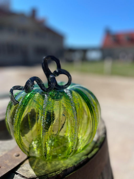 Vessel Glass Handblown Pumpkin - Amber & Iridescent Dots - Wendell
