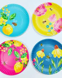 Melamine Floral Bee Plates / Set 4 - The Shops at Mount Vernon