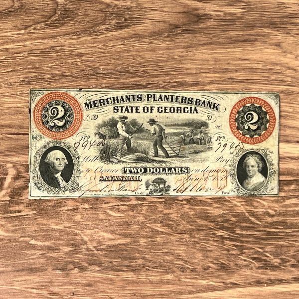 Merchants Planters Bank State of Georgia $2 Note - The Shops at Mount Vernon