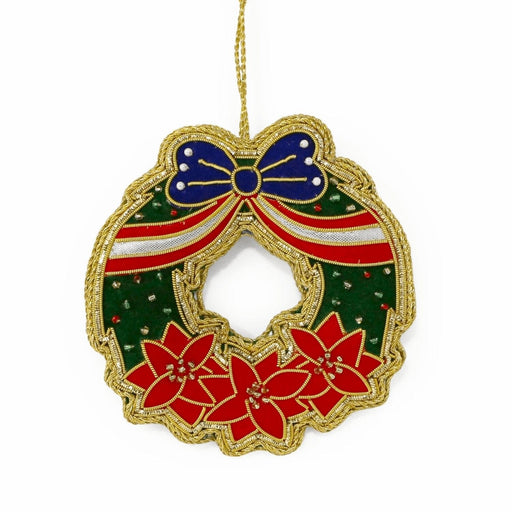 Patriotic Poinsettia Wreath Ornament - ST NICOLAS LTD. - The Shops at Mount Vernon