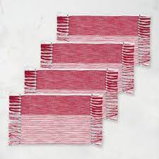 Striped Cloth Placemats With Pocket Set of 4 Perfect for Christmas