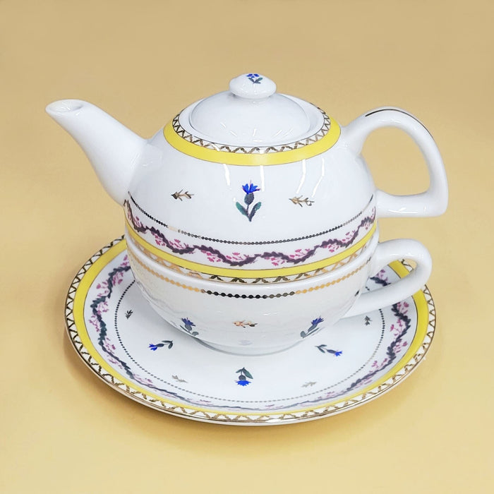 Ribbons and Cornflower Porcelain Tea for One - The Shops at Mount Vernon - The Shops at Mount Vernon