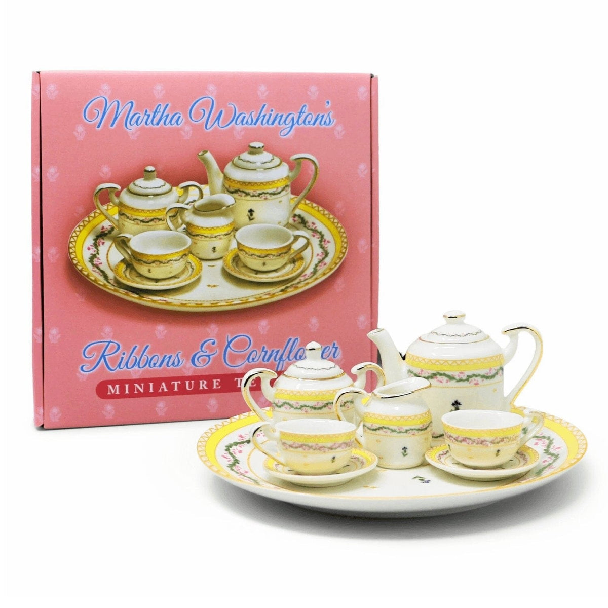 Vintage shops George & Martha Washington tea time set with clock.