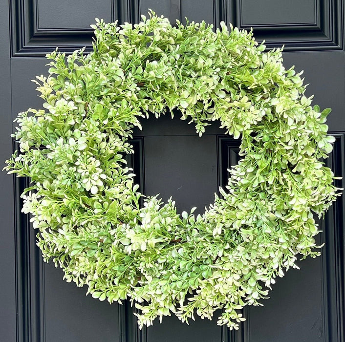 Sage Green Faux Boxwood Wreath - 22" - The Shops at Mount Vernon