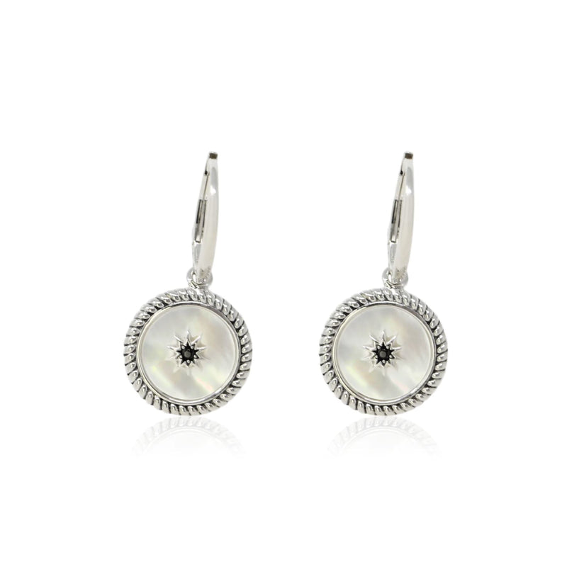 Sterling Silver and Mother of Pearl Star Button Earrings - Color Craft Inc - The Shops at Mount Vernon