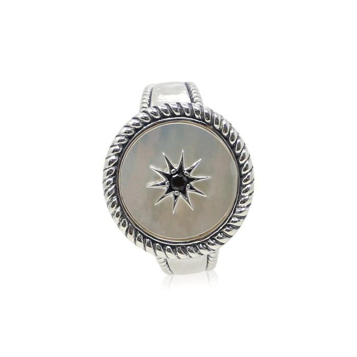 Sterling Silver and Mother of Pearl Star Button Ring - Color Craft Inc - The Shops at Mount Vernon