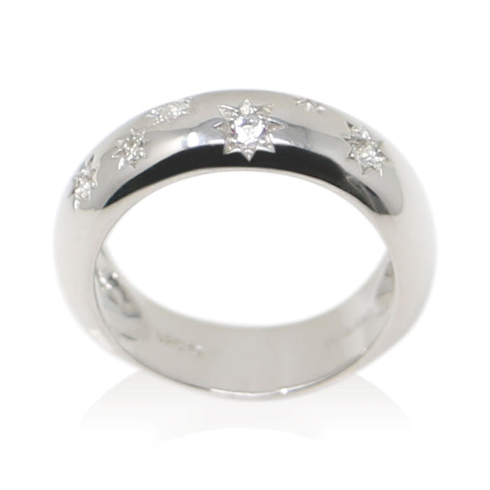 Cosmos Triple Moon Engagement Ring Set Silver Moon & Stars Chevron Wed –  Swank Metalsmithing