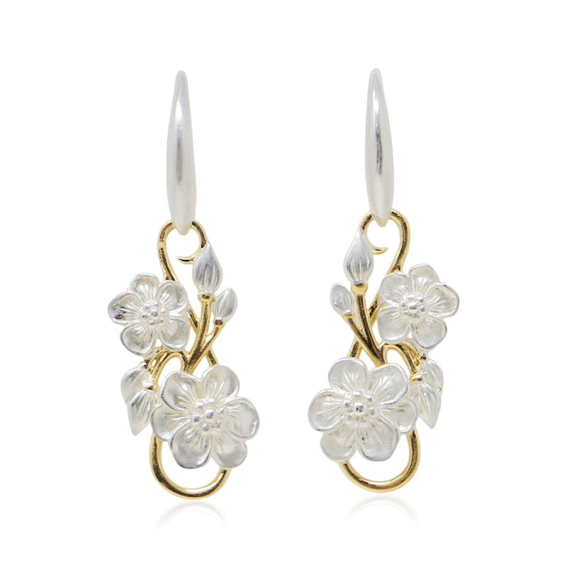 Sterling Silver & Gold Plated Floral Swirl Earrings - Color Craft Inc - The Shops at Mount Vernon