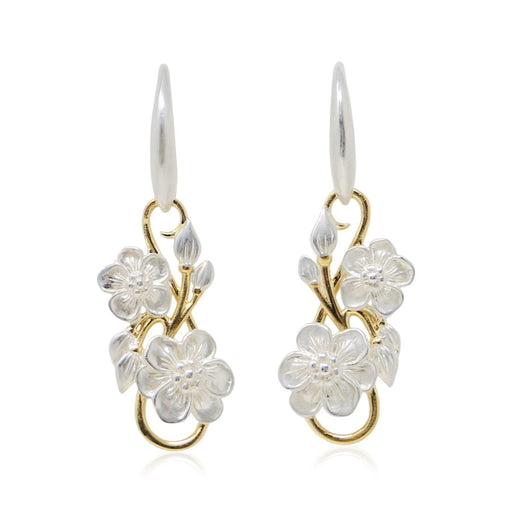 Floral Design Gold Plated Diamond Earrings