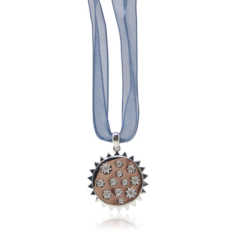Sterling Silver Pendant Stars on Blue Ribbon - Color Craft Inc - The Shops at Mount Vernon