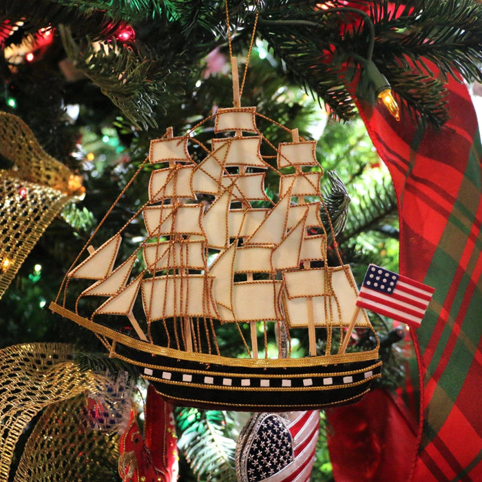 USS Constitution Ship Ornament - ST NICOLAS LTD. - The Shops at Mount Vernon